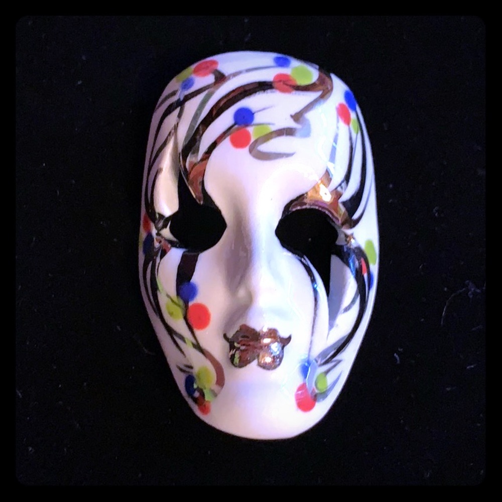 Vintage Hand-Painted Mardi Gras Masquerade Brooch